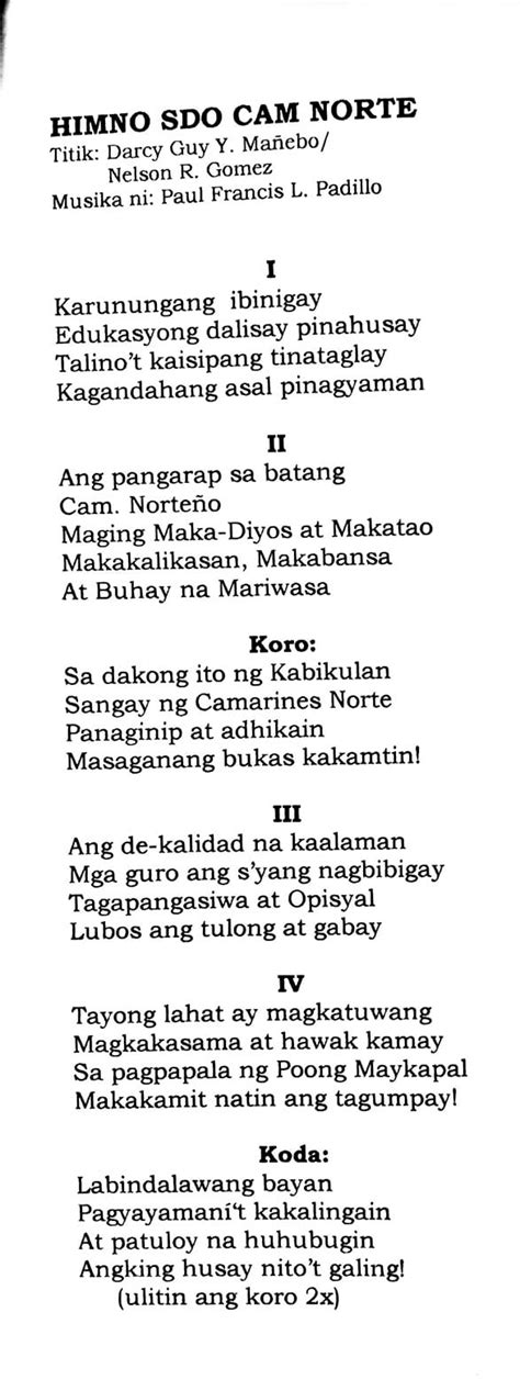Himno Camarines Norte .